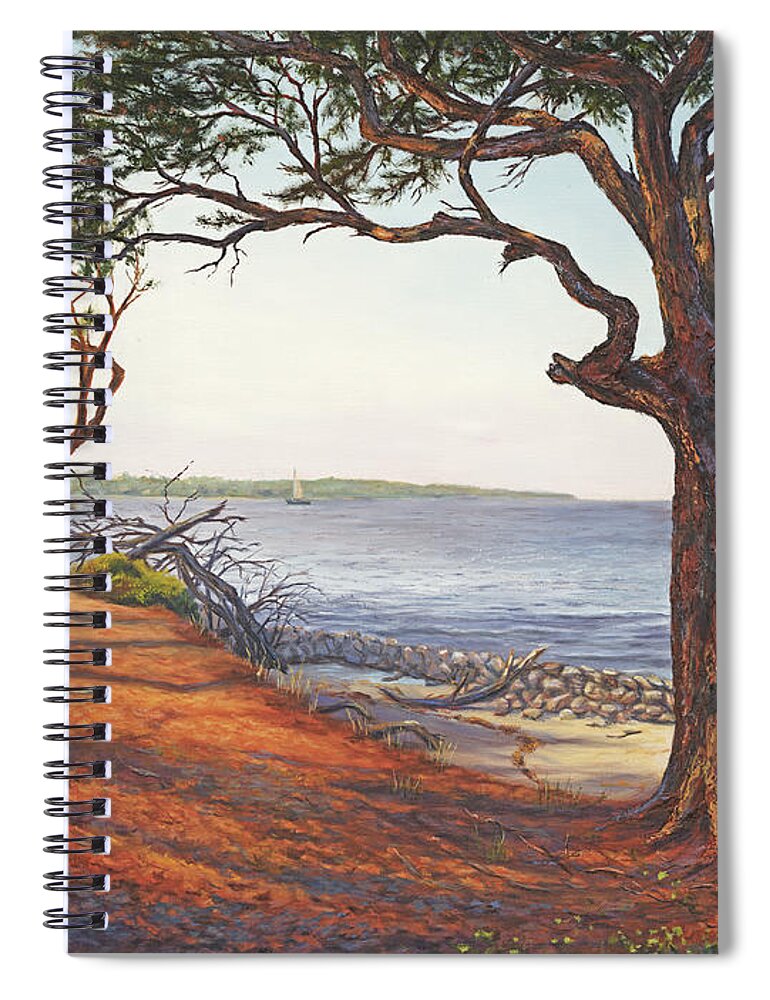 Seascape Spiral Notebook featuring the painting Driftwood Beach I, Jekyll Island, GA by Elaine Farmer