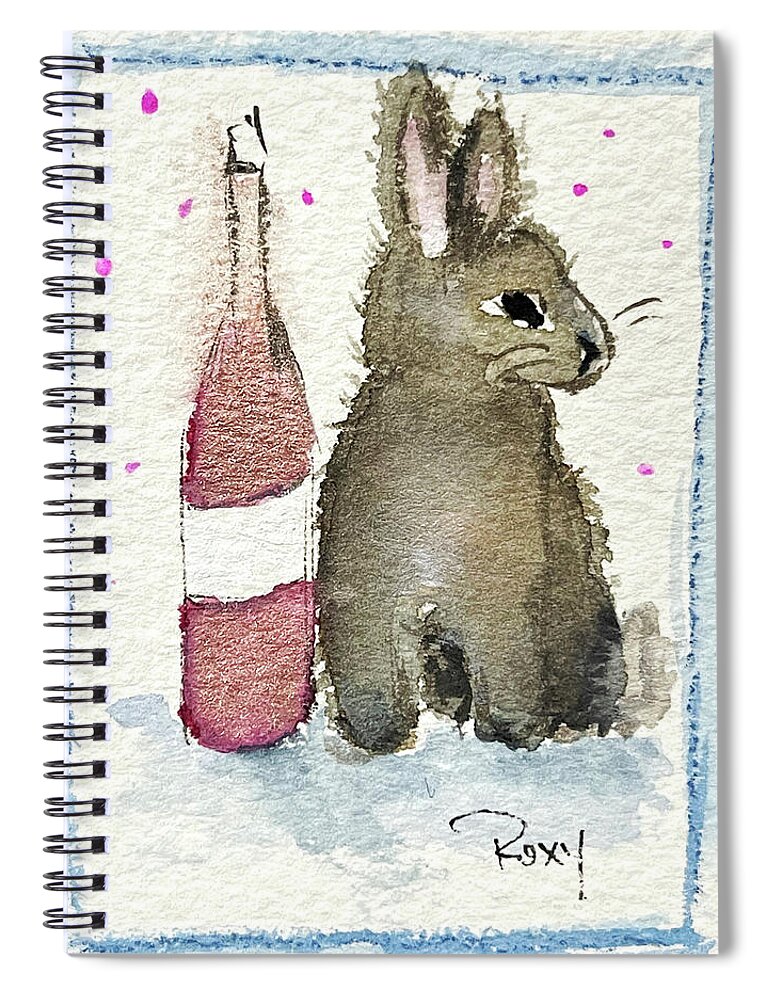 Bunny Spiral Notebook featuring the painting Drunk Bunny 1 by Roxy Rich