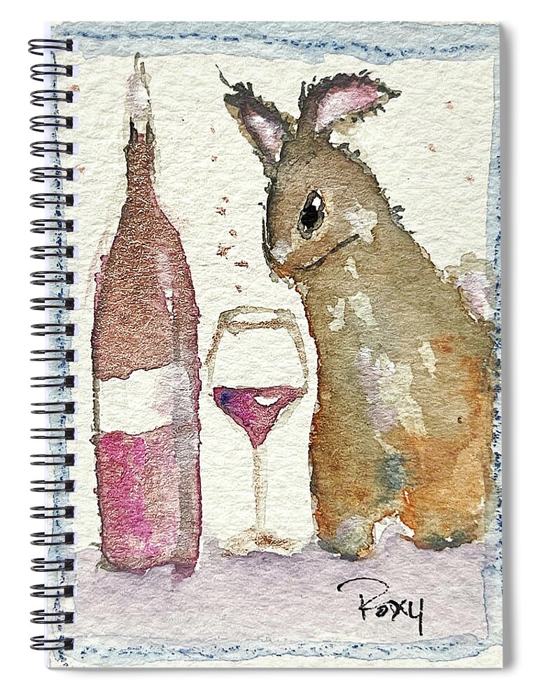 Bunny Spiral Notebook featuring the painting Drunk Bunny by Roxy Rich