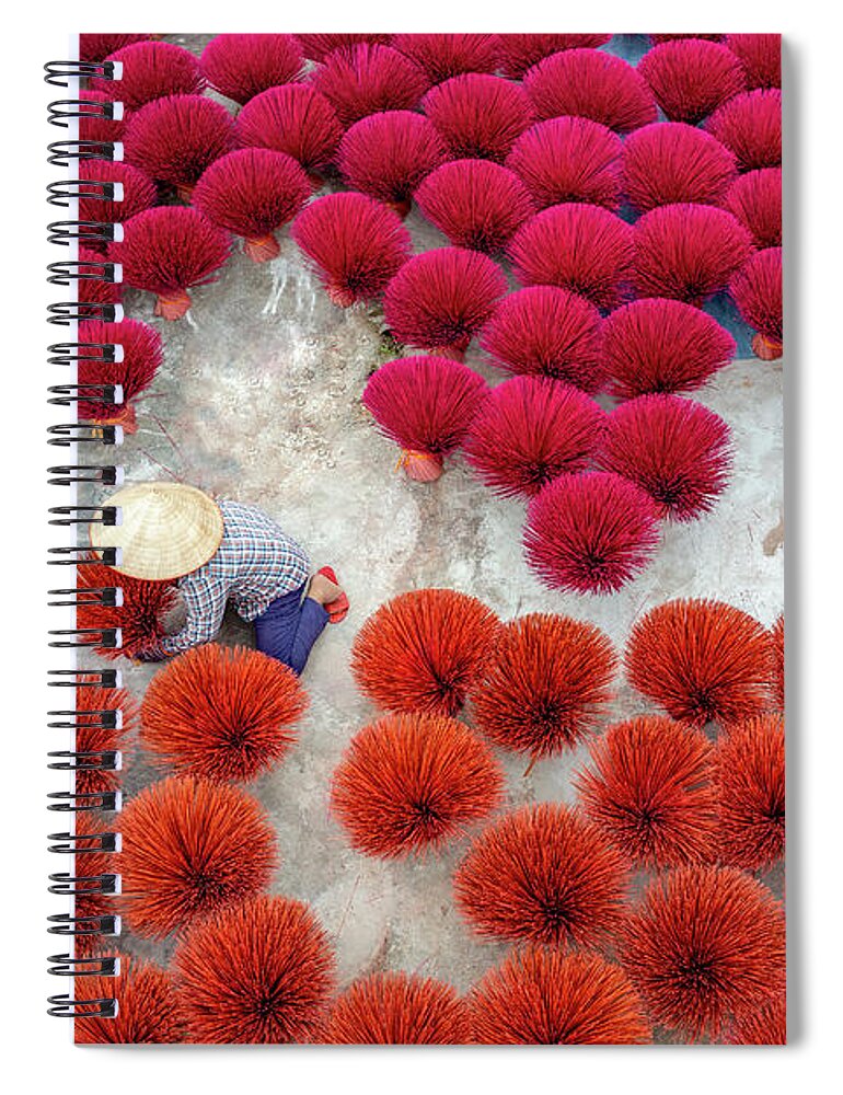 Awesome Spiral Notebook featuring the photograph Drying Incense by Khanh Bui Phu