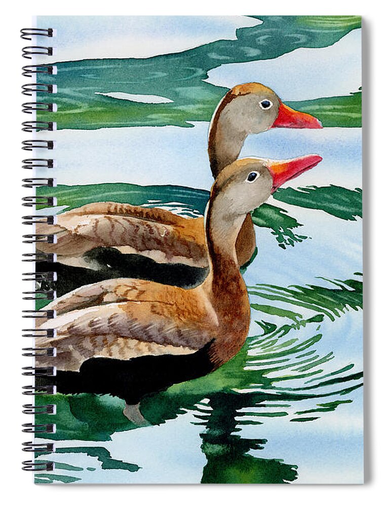 Esperoart Spiral Notebook featuring the painting Ducks by Espero Art