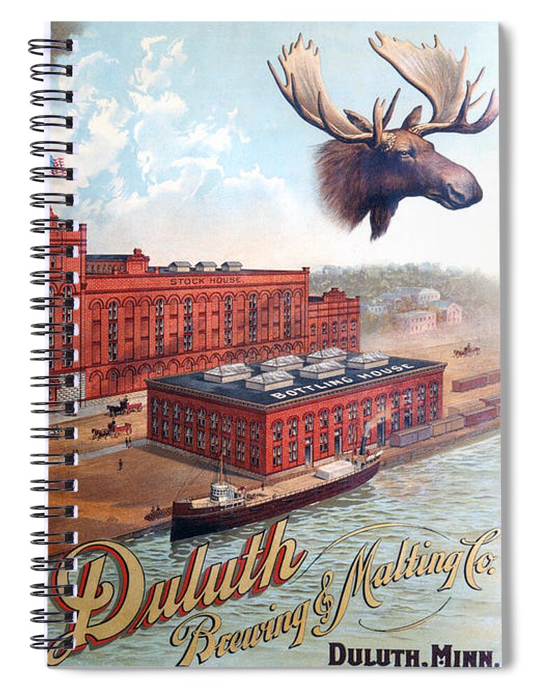 Duluth Spiral Notebook featuring the drawing Duluth Brewing and Malting by Zenith City Press