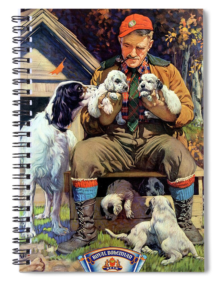 Duluth Spiral Notebook featuring the painting Duluth Brewing English Setters by Joseph F Kernan