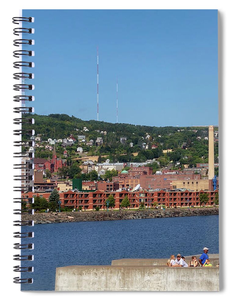 Duluth Lighthouse Spiral Notebook featuring the photograph Duluth Harbor North Pier Light by Susan Rissi Tregoning