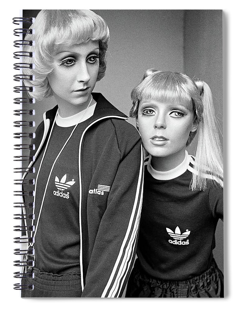 Mannequin Spiral Notebook featuring the photograph Dummies wearing Adidas sweatshirts. Portsmouth, UK 1980 by Roberto Bigano