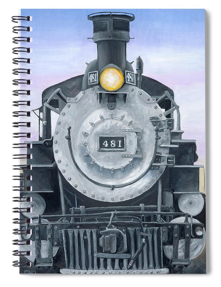 Steam Engine Spiral Notebook featuring the painting Durango Train by Jerry McElroy