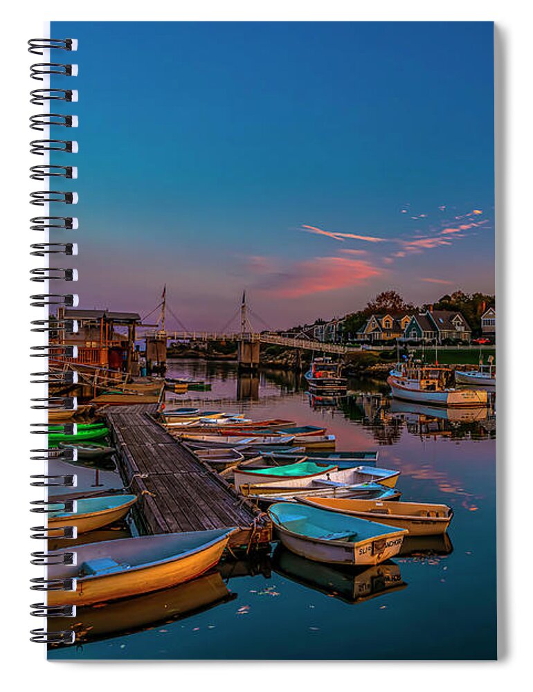 Perkins Cove Spiral Notebook featuring the photograph Dusk at Perkins Cove by Penny Polakoff