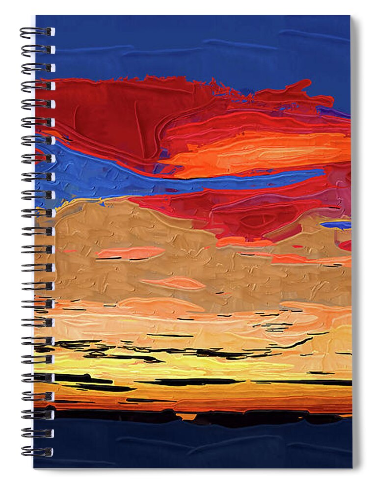 Abstract Spiral Notebook featuring the digital art Dusk On The Coast by Kirt Tisdale