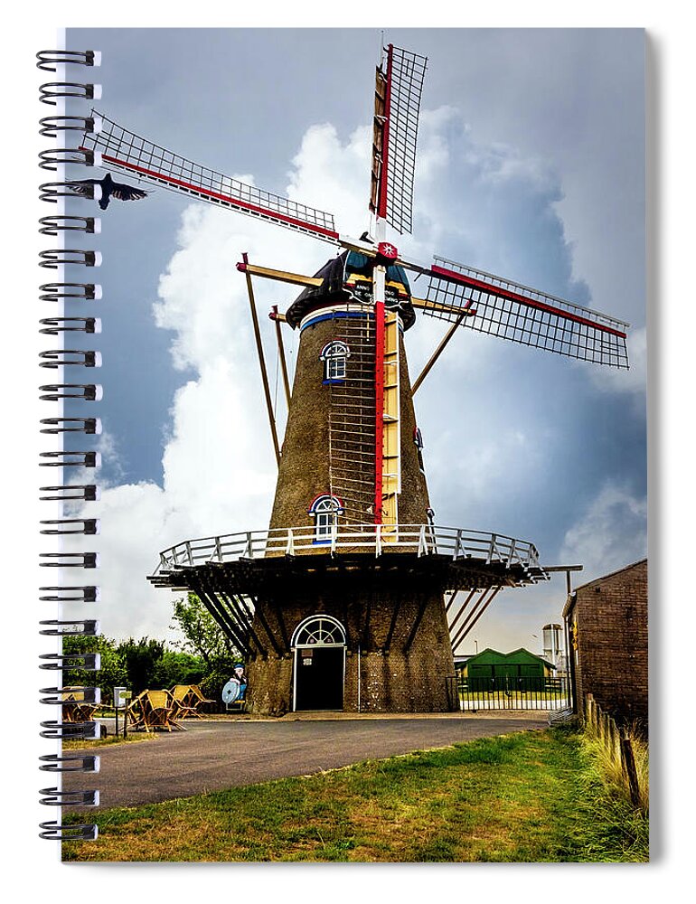 Barns Spiral Notebook featuring the photograph Dutch Windmill in the Countryside by Debra and Dave Vanderlaan