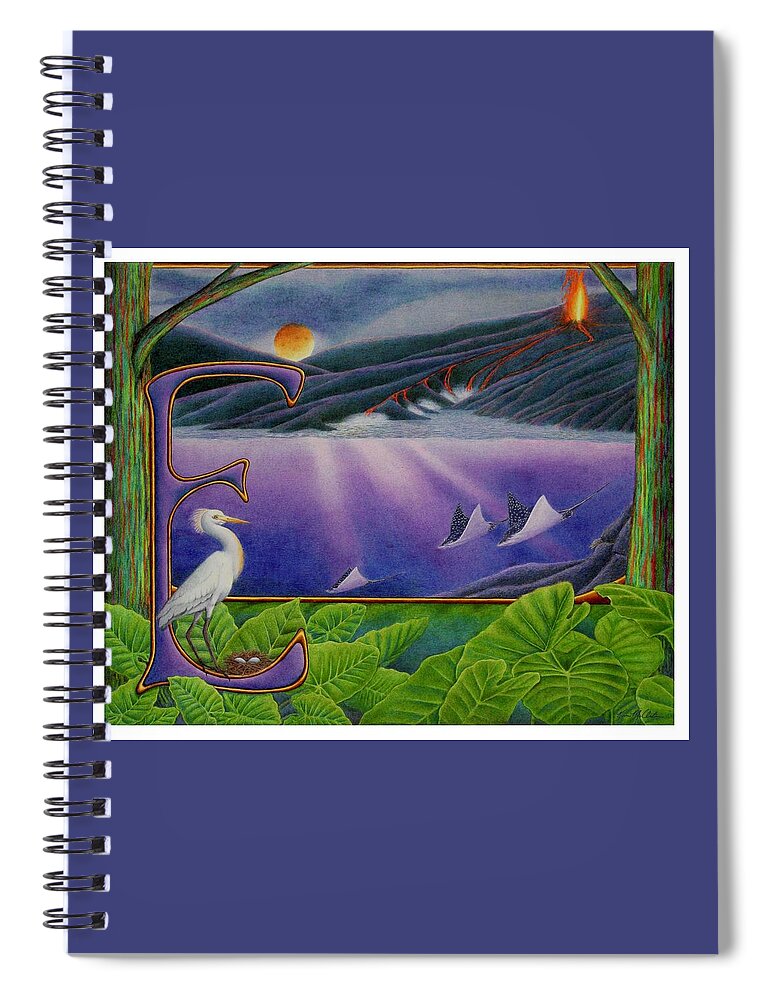 Kim Mcclinton Spiral Notebook featuring the drawing E is for Egret by Kim McClinton