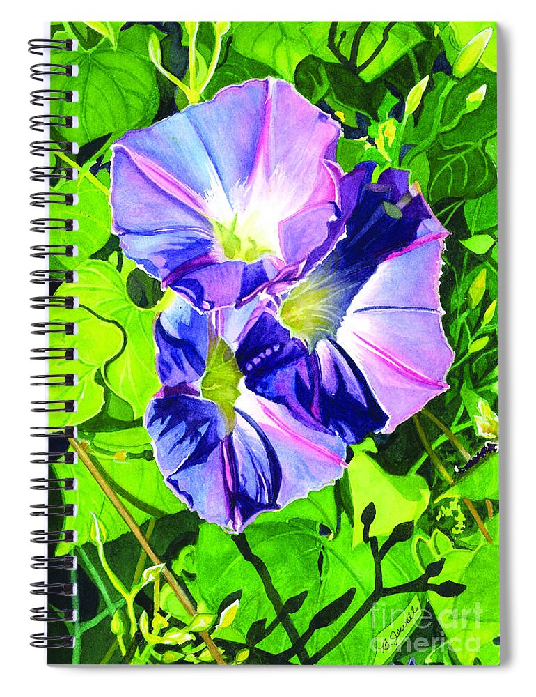 Watercolor Flowers Spiral Notebook featuring the painting Early Morning Glory by Barbara Jewell