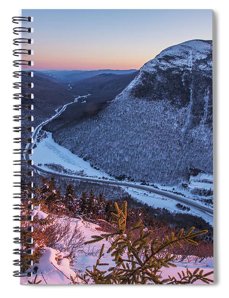 Eagle Spiral Notebook featuring the photograph Eagle Cliff Winter Sunset Views by White Mountain Images
