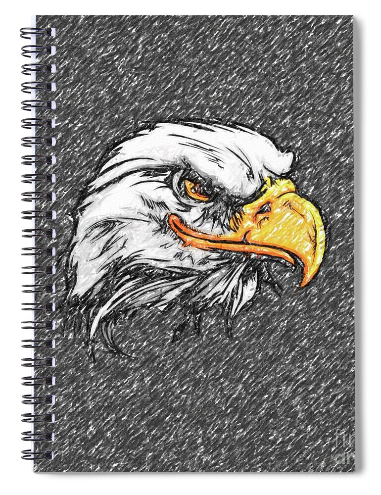 Eagle Spiral Notebook featuring the drawing Eagle sketch by Darrell Foster