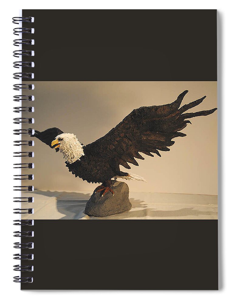Wildlife Spiral Notebook featuring the sculpture Eagle by Vallee Johnson