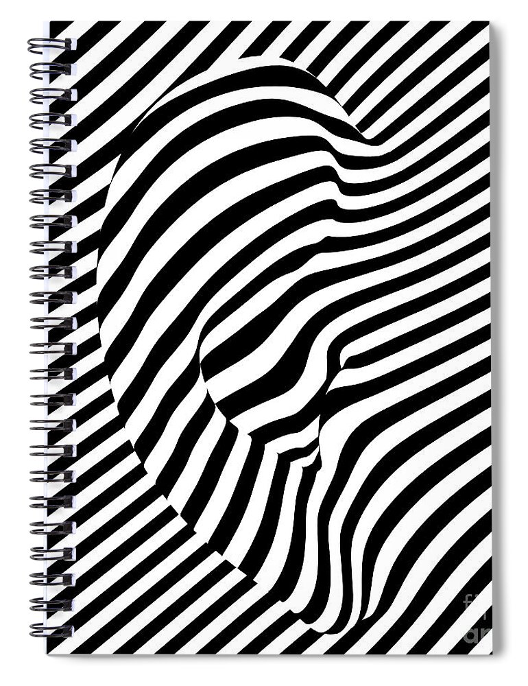 Striped Spiral Notebook featuring the digital art Ear by Cu Biz