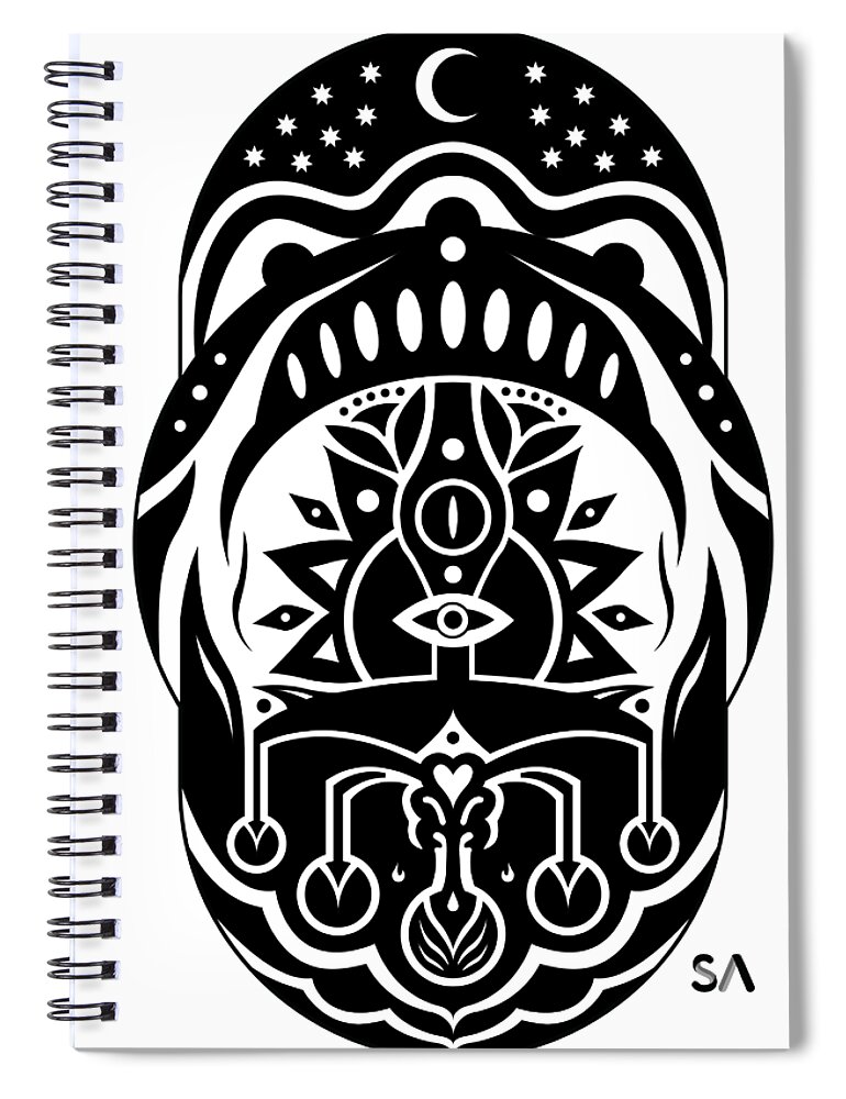 Black And White Spiral Notebook featuring the digital art Earth by Silvio Ary Cavalcante