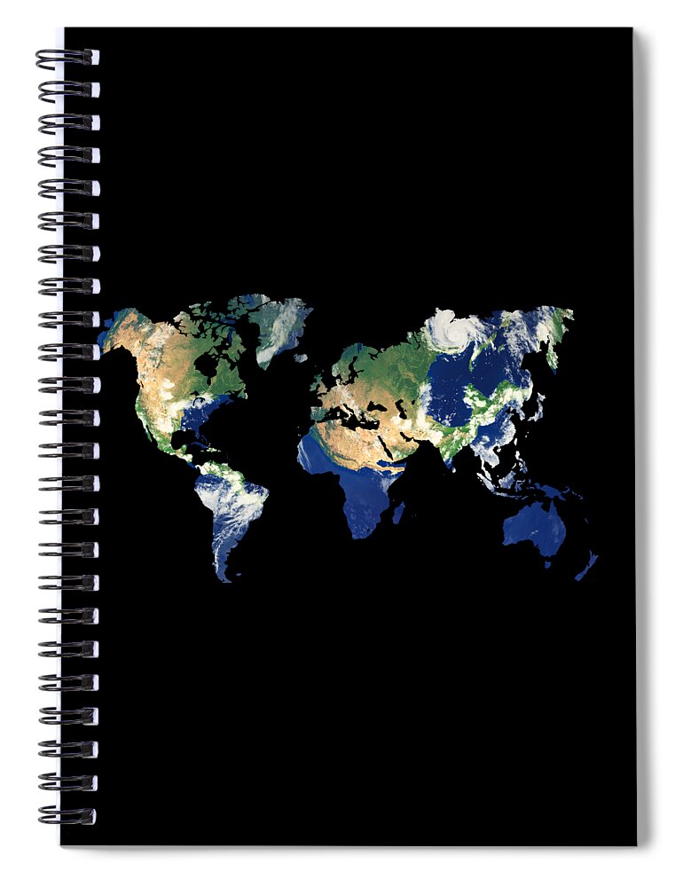 World Spiral Notebook featuring the photograph Earth World map by Delphimages Map Creations