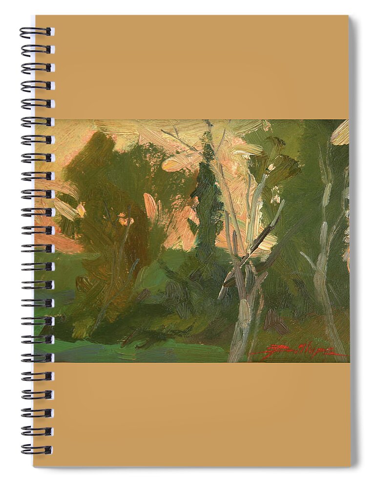 Sunset Painting Spiral Notebook featuring the painting Eastern Autumn by Betty Jean Billups