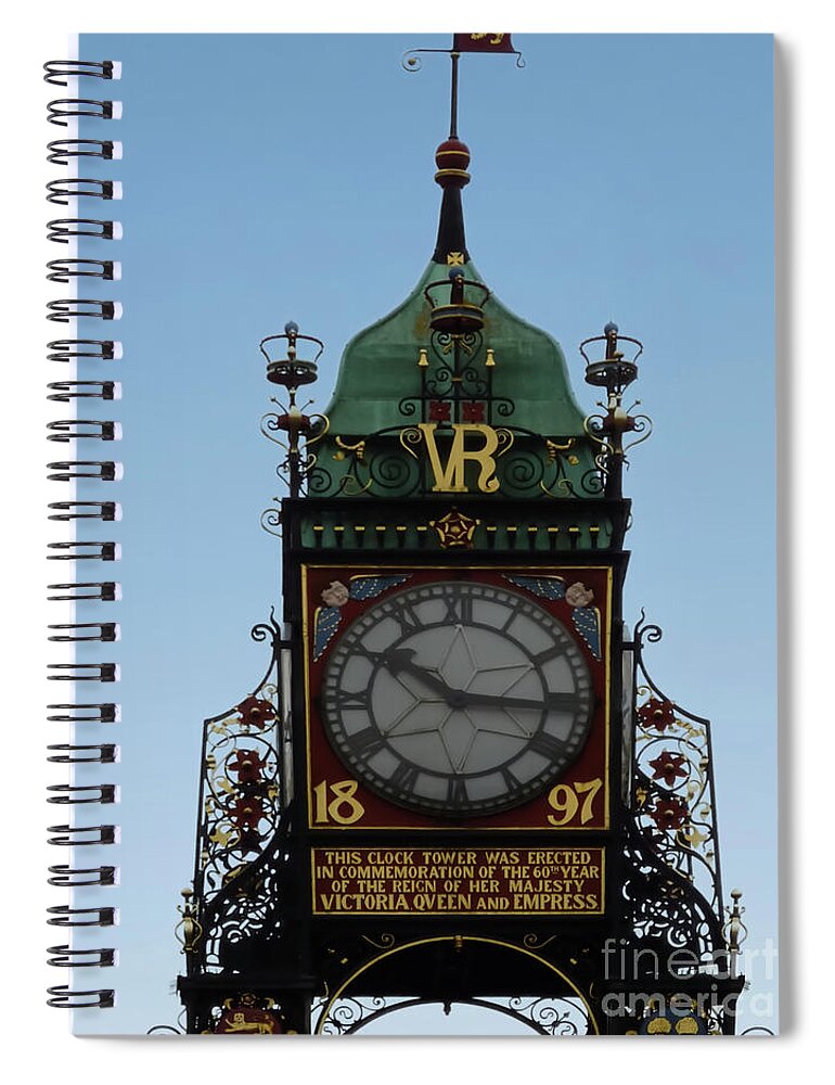 Eastgate Clock Spiral Notebook featuring the photograph Eastgate Clock, in Chester, Cheshire, England, by Pics By Tony