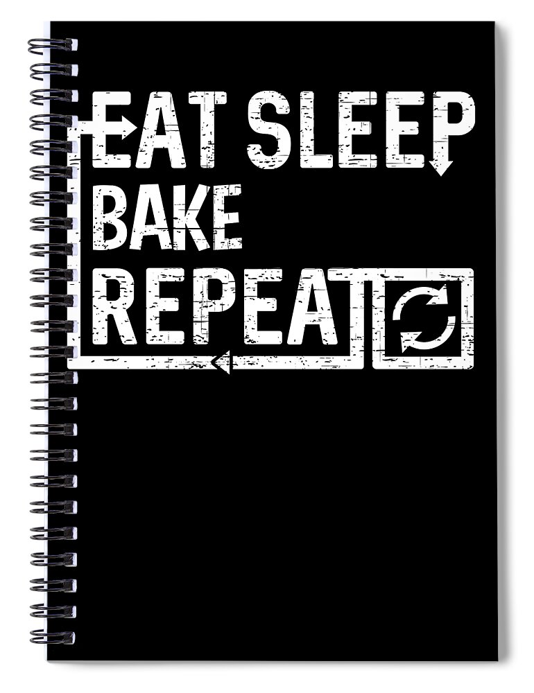 Cool Spiral Notebook featuring the digital art Eat Sleep Bake by Flippin Sweet Gear