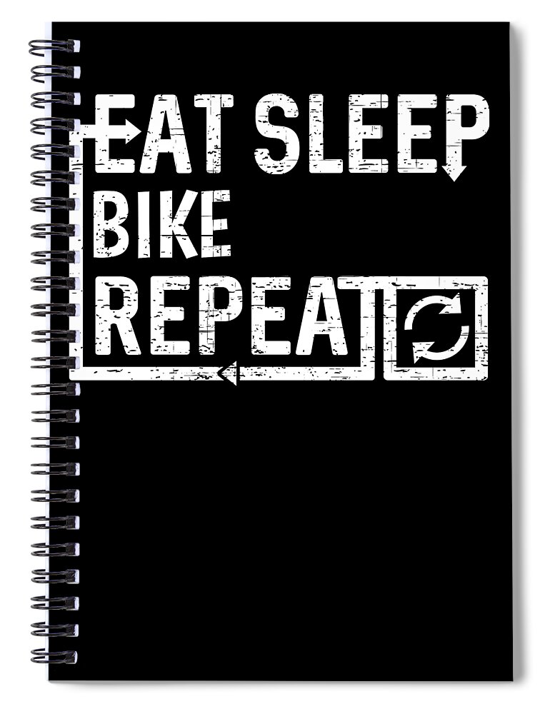 Cool Spiral Notebook featuring the digital art Eat Sleep Bike by Flippin Sweet Gear