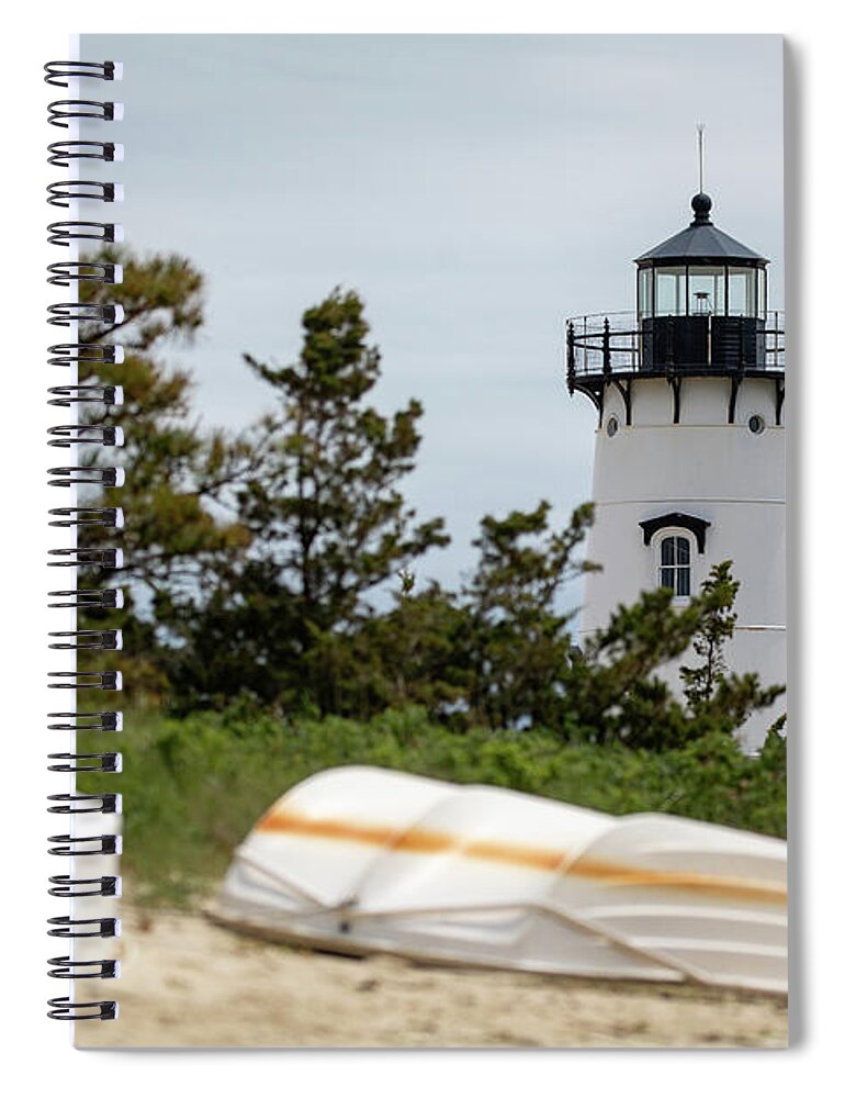 Edgartown Spiral Notebook featuring the photograph Edgartown Light and White Boats by Denise Kopko