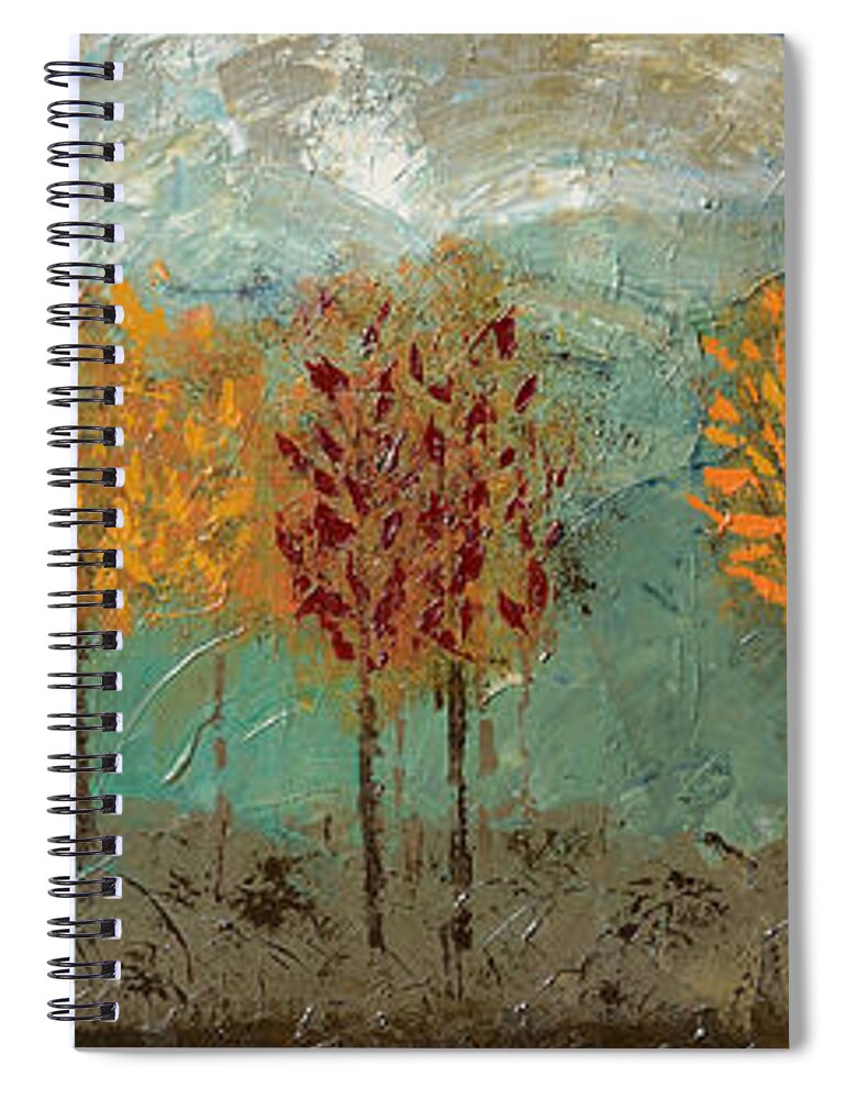 Trees Spiral Notebook featuring the painting Edge of the Forest II by Linda Bailey