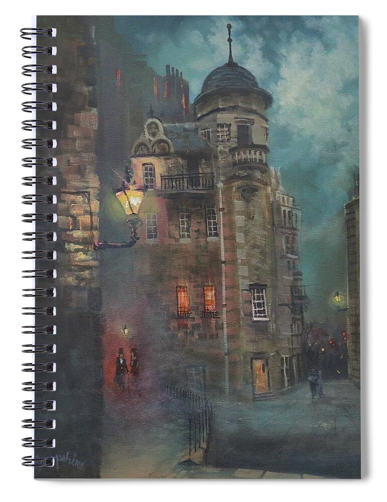 Edinburgh Spiral Notebook featuring the painting Edinbrough Writers Museum by Tom Shropshire