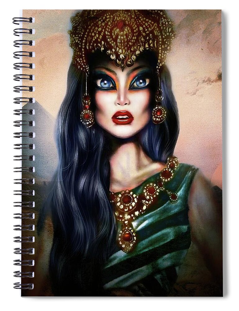 Blue Spiral Notebook featuring the painting Hatshepsut Painting by Tiago Azevedo Pop Surrealism Art by Tiago Azevedo