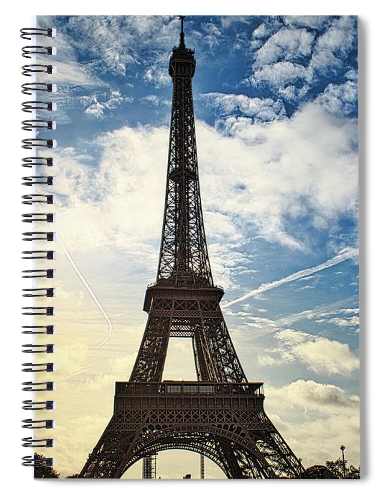 Tower Spiral Notebook featuring the photograph Eiffel Clouds by Portia Olaughlin