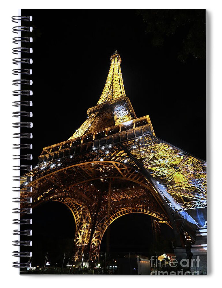 Eiffel Tower.paris Spiral Notebook featuring the photograph Eiffel Tower at night with flashing lights by Steven Spak