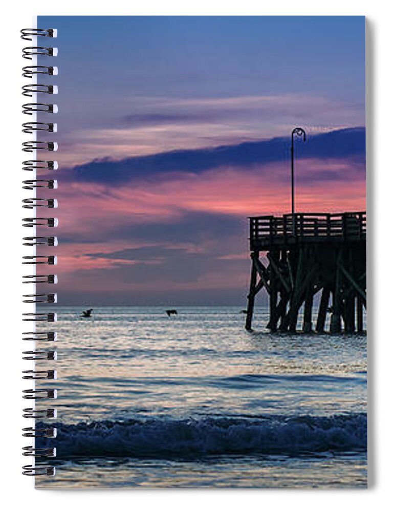 Pelicans Spiral Notebook featuring the photograph Eighteen Pelicans Predawn by Steven Sparks