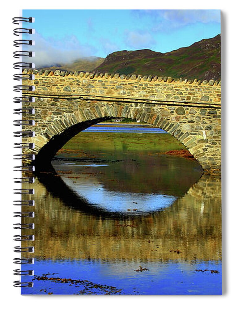 Eilean Spiral Notebook featuring the photograph Eilean Donan Castle Bridge by Gene Taylor