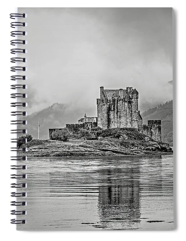 Black And White Spiral Notebook featuring the photograph Eilean Donan Castle by Tom Watkins PVminer pixs