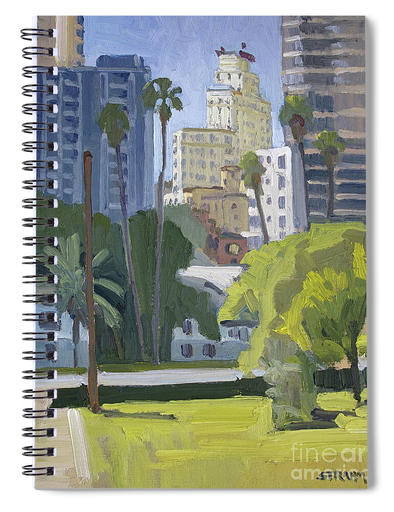 El Cortez Spiral Notebook featuring the painting El Cortez Building - Downtown San Diego, California by Paul Strahm