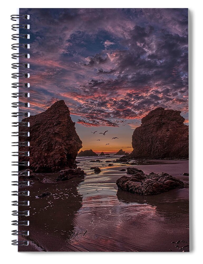 Landscape Spiral Notebook featuring the photograph El Matador Sunset by Romeo Victor