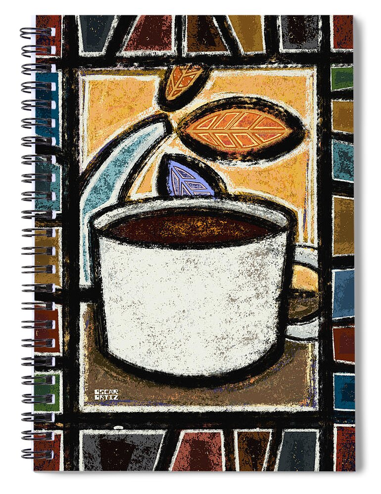Café Spiral Notebook featuring the painting El Pocillito by Oscar Ortiz