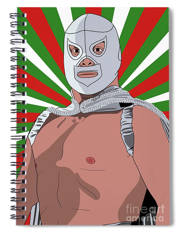 El Santo Spiral Notebook featuring the digital art El Santo el luchador mexicano by Marisol VB