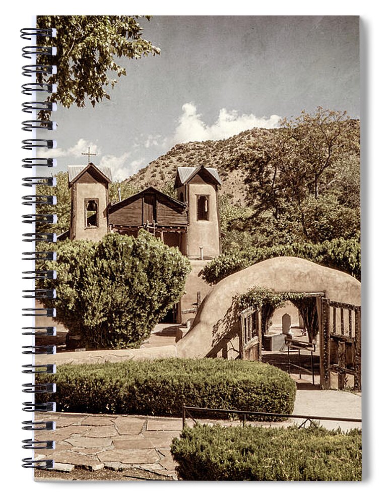 New Mexico Spiral Notebook featuring the photograph El Santuario de Chimayo New Mexico - Vintage by Mary Lee Dereske