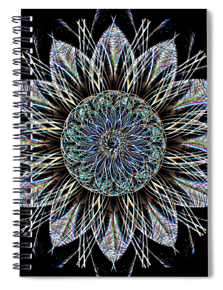 Electric Spiral Notebook featuring the digital art Electric Flower Power by David Manlove