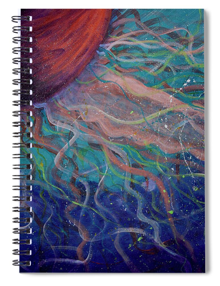 Jellyfish Wall Art Spiral Notebook featuring the painting Electric Jellyfish 1 by Mike Mooney