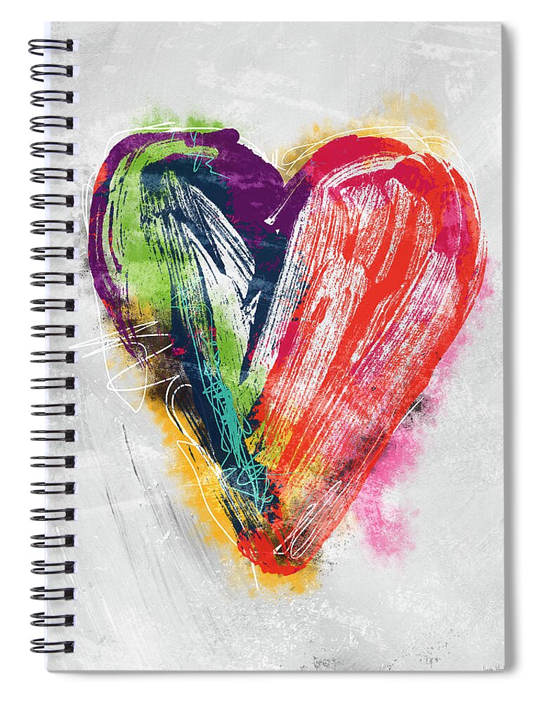 Heart Spiral Notebook featuring the mixed media Electric Love Tall- Art by Linda Woods by Linda Woods