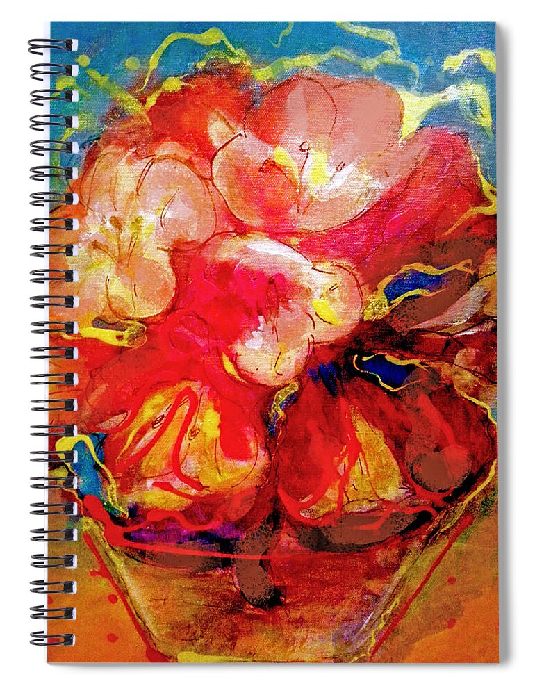 Electrify Spiral Notebook featuring the painting Electrify Flower Vase by Rose Lewis