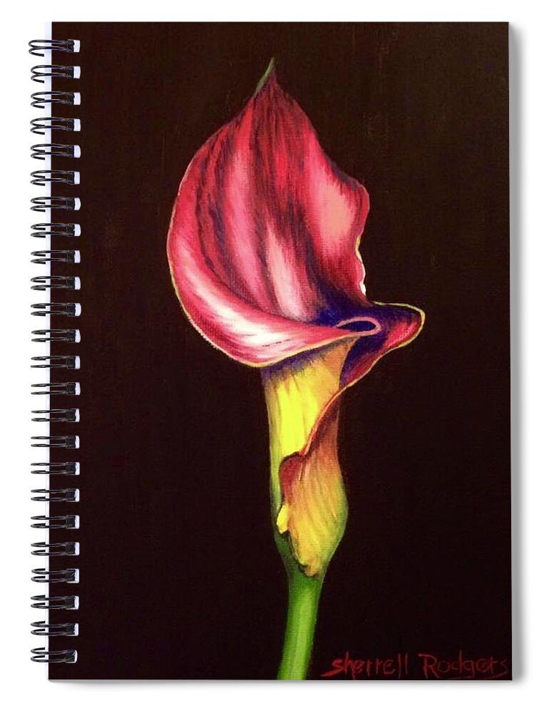 Painting Spiral Notebook featuring the painting Elegant Calla Lily by Sherrell Rodgers