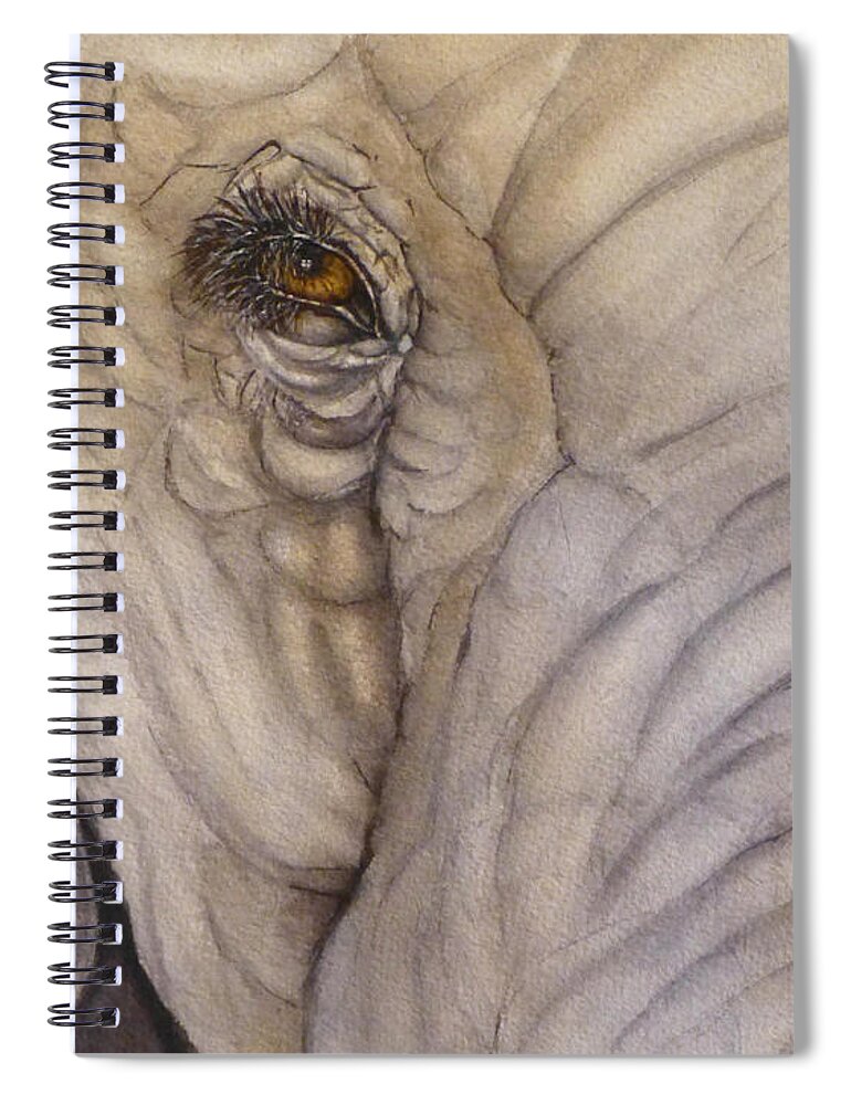 Elephant Spiral Notebook featuring the painting Elephant Eye by Kelly Mills