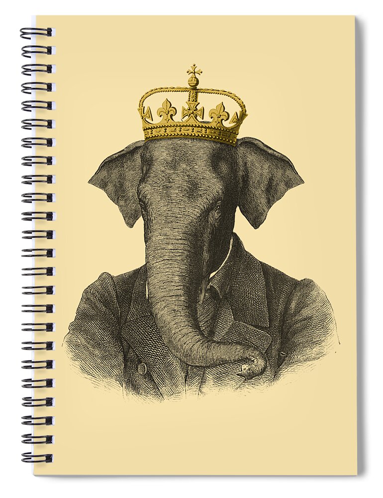 Elephant Spiral Notebook featuring the digital art Elephant king by Madame Memento