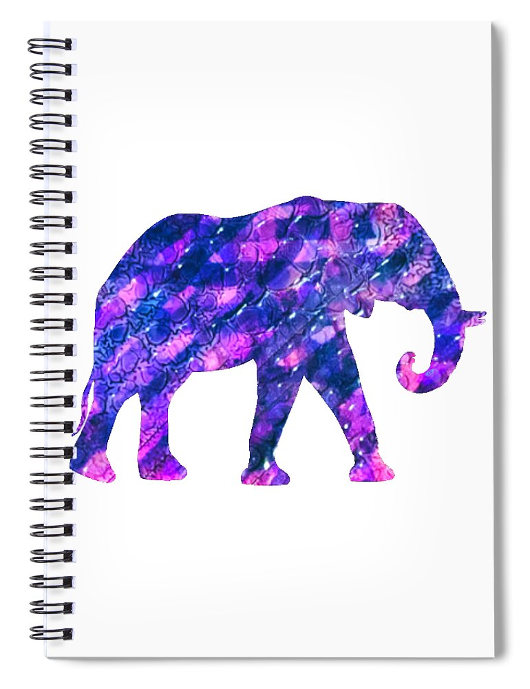 Elephant Spiral Notebook featuring the mixed media Elephant Silhouette 4 by Eileen Backman