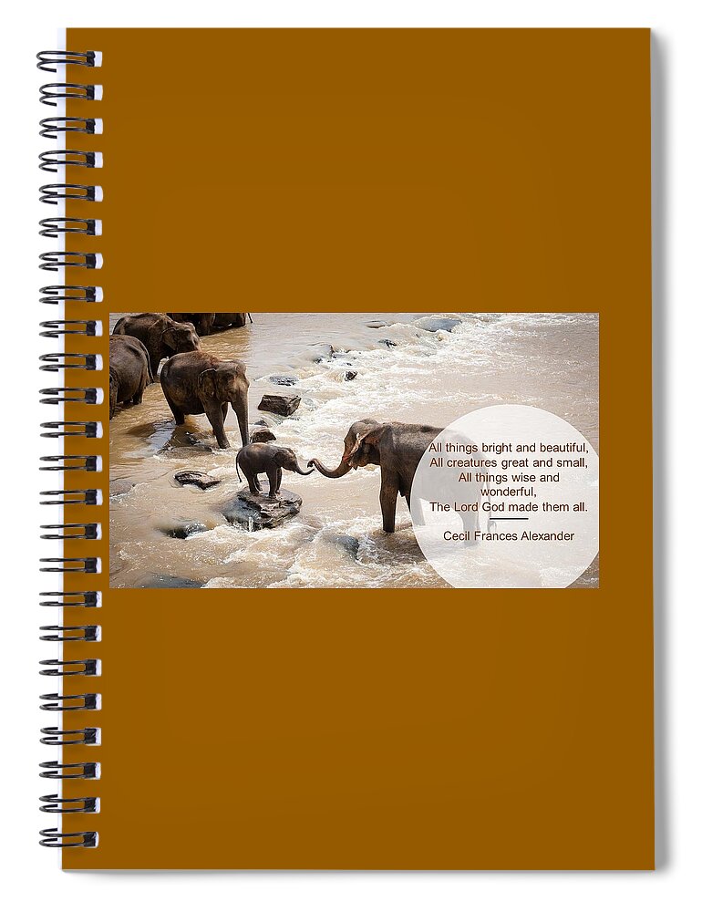 Elephants Spiral Notebook featuring the photograph Elephants All Creatures Great and Small by Nancy Ayanna Wyatt