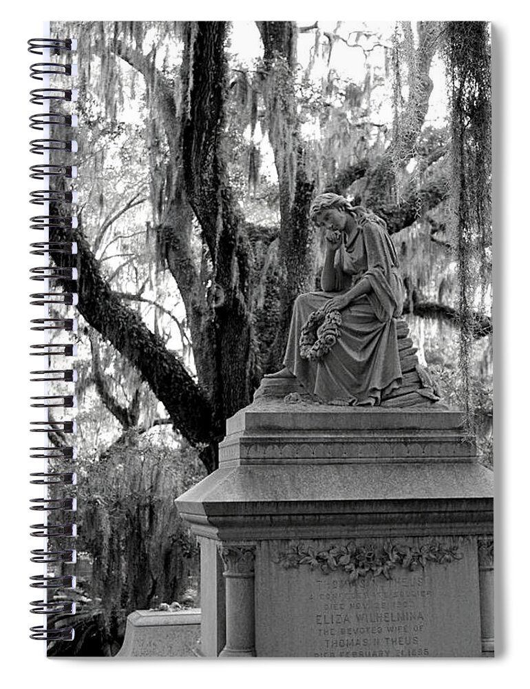 Cemetery Spiral Notebook featuring the photograph Eliza BW by Lee Darnell