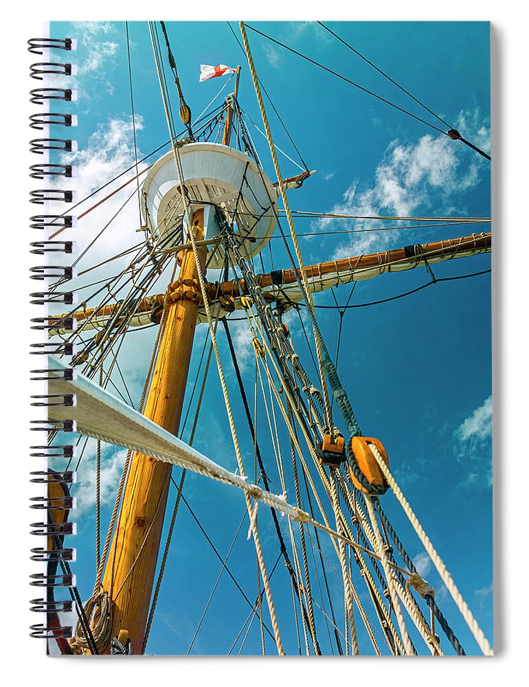 Boat Spiral Notebook featuring the photograph Elizabeth II Mast Rigging by Greg Reed